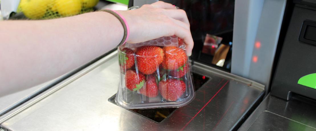 barcode scanner at supermarket